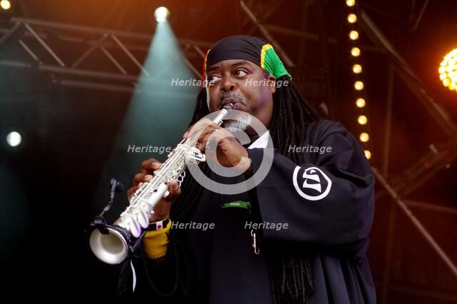Courtney Pine, Love Supreme Jazz Festival, Glynde Place, East Sussex, 2014. Artist: Brian O'Connor.