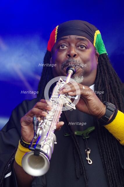 Courtney Pine, Love Supreme Jazz Festival, Glynde Place, East Sussex, 2014. Artist: Brian O'Connor.