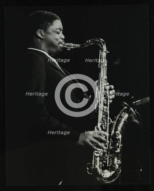 Courtney Pine playing tenor saxophone at the Forum Theatre, Hatfield, Hertfordshire, 8 April 1987. Artist: Denis Williams