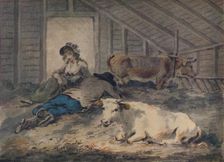 Courtship in a Cowshed c1801. Artist: Julius Caesar Ibbetson