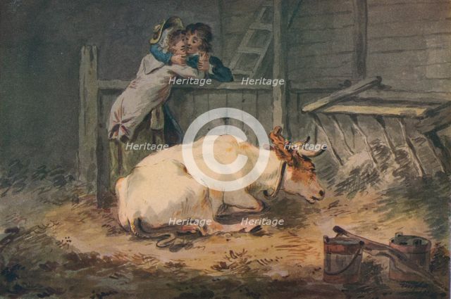 'Courtship in a Cowshed', c18th century. Artist: Julius Caesar Ibbetson.