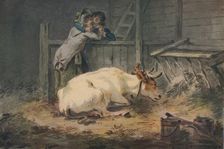 Courtship in a Cowshed c18th century. Artist: Julius Caesar Ibbetson