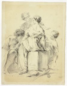 Courtship Scene with Youth and Three Maidens, n.d. Creator: Unknown