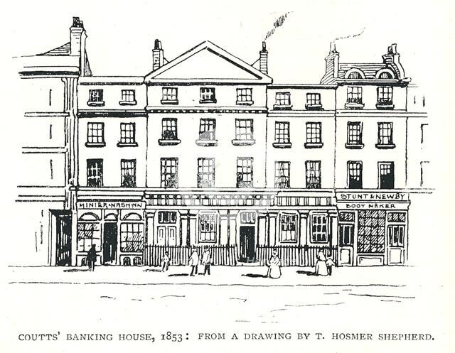 Coutts' Banking House 1853 Artist: Thomas Shepherd.