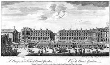Covent Garden, London, showing stalls in the centre of the square, 1753