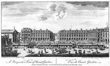 Covent Garden, London, showing stalls in the centre of the square, 1753