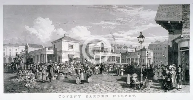 Covent Garden Market, Westminster, London, 1827. Artist: Frederick James Havell
