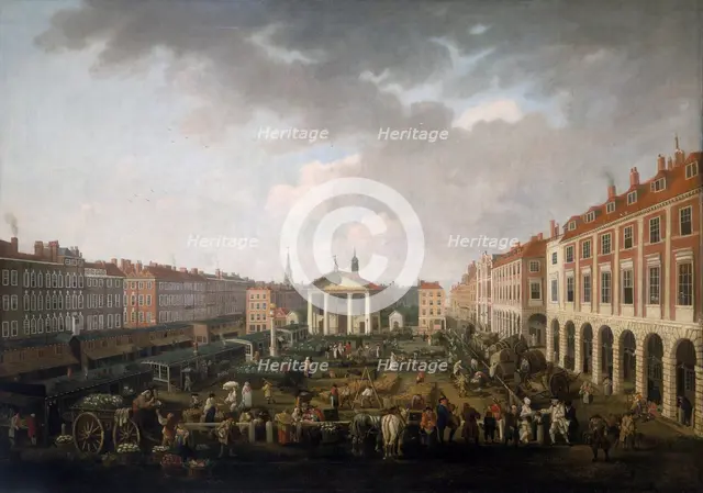 'Covent Garden Piazza and Market', c1775. Creator: John Collet.
