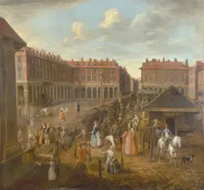 Covent Garden Piazza and Market c1725. Creator: Joseph van Aken