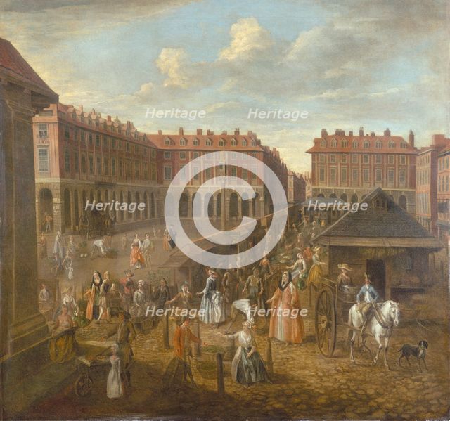 'Covent Garden Piazza and Market', c1725. Creator: Joseph van Aken.