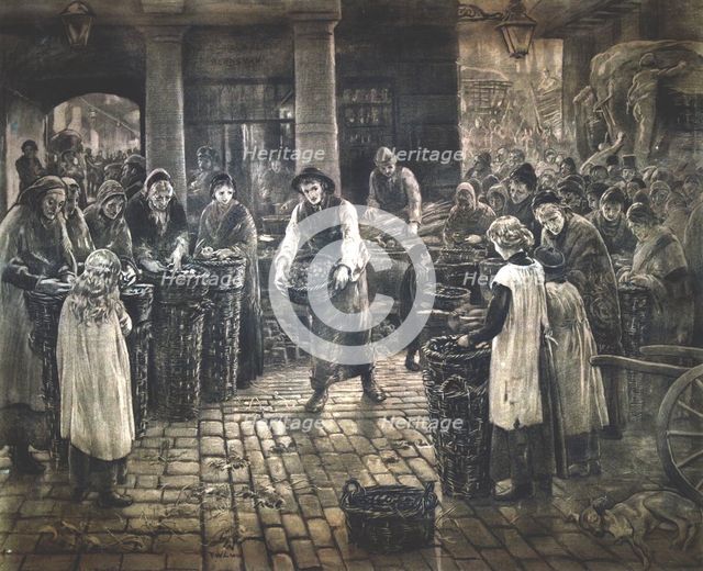 'Covent Garden Scene - Women Workers Standing', c1862-1935.                                          Artist: Francis William Lawson
