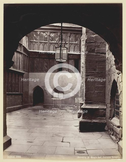 Coventry, St. Mary's Hall, Entrance Gateway, 1860/94. Creator: Francis Bedford.