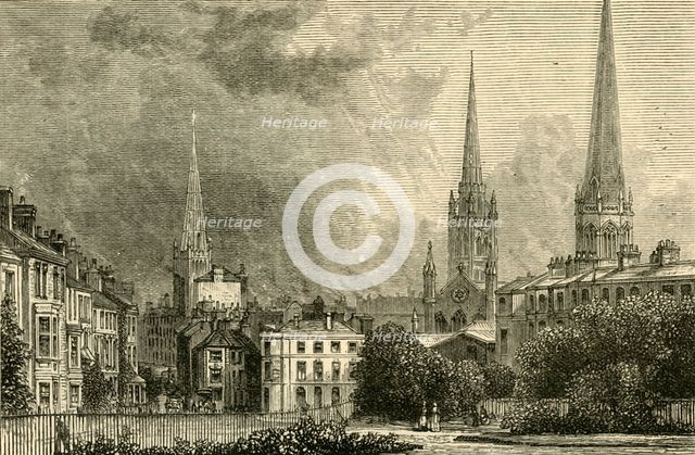 'Coventry - The Spires of Trinity, St. Michael's, and Christ Church', 1898. Creator: Unknown.