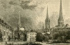 Coventry - The Spires of Trinity, St. Michael's, and Christ Church 1898. Creator: Unknown