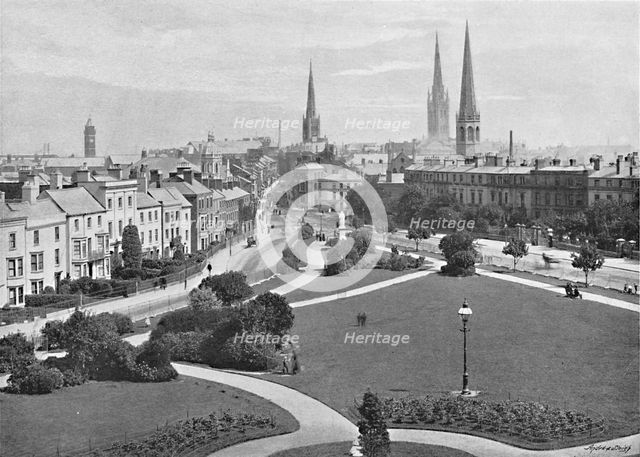 'Coventry: The Three Spires', c1896. Artist: Valentine & Sons.