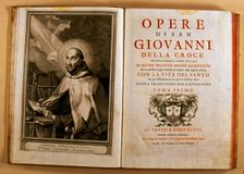Cover and page with image of the author of the work Opere di San Giovanni della Croce 1748. Creator: Unknown