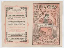 Cover for Muestras para Bordado a woman embroidering, ca. 1890-1910., ca. 1890-1910. Creator: José Guadalupe Posada