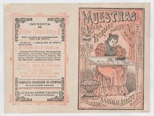 Cover for Muestras para Bordado a woman embroidering, ca. 1890-1910., ca. 1890-1910. Creator: José Guadalupe Posada