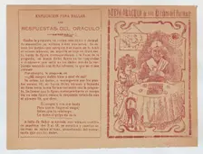 Cover for Nuevo Oraculo ó sea El Libro del Porvenír an old women seated at a t..., ca. 1880-1910. Creator: José Guadalupe Posada