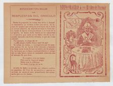 Cover for Nuevo Oraculo ó sea El Libro del Porvenír an old women seated at a t..., ca. 1880-1910. Creator: José Guadalupe Posada