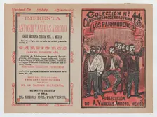 Cover for Canciones Modernas para 1898: Los Parranderos group of men holding a bann..., ca. 1898. Creator: José Guadalupe Posada