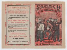 Cover for Canciones Modernas para 1898: Los Parranderos group of men holding a bann..., ca. 1898. Creator: José Guadalupe Posada