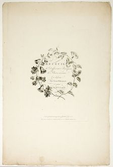 Cover for Collection of Different Bouquets of Flowers, Invented and Draw..., published July 4, 1760. Creator: Pierre-Charles Canot