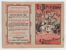 Cover for El Brindador Popular a man raising a toast to a group of people seat..., ca. 1880-1910. Creator: José Guadalupe Posada