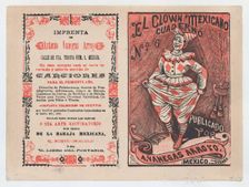 Cover for El Clown Mexicano: Cuaderno No. 6 a clown tugging at his pants, ca. ..., ca. 1880-1910. Creator: José Guadalupe Posada