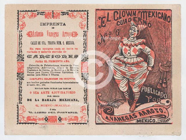 Cover for 'El Clown Mexicano: Cuaderno No. 6', a clown tugging at his pants, ca. ..., ca. 1880-1910. Creator: José Guadalupe Posada.