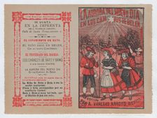 Cover for La Aurora del Nuevo Dia en los Campos de Belen villagers holding she..., ca. 1890-1910. Creator: José Guadalupe Posada