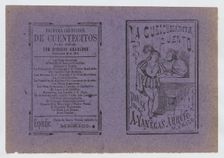 Cover for La Cubicubianita Cuento a figure wearing a feathered hat leaning on ..., ca. 1890-1910. Creator: José Guadalupe Posada