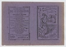 Cover for La Cubicubianita Cuento a figure wearing a feathered hat leaning on ..., ca. 1890-1910. Creator: José Guadalupe Posada