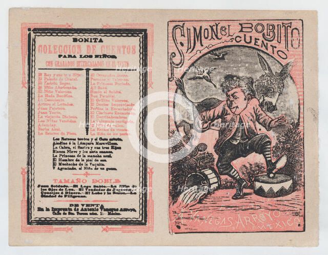 Cover for 'Simonel Bobito', a man stomping and a donkey in the background, ca. 18..., ca. 1890-1910. Creator: José Guadalupe Posada.