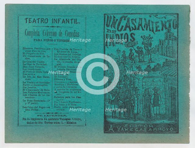 Cover for 'Un Casamiento de Indios', a wedding procession following a bride and g..., ca. 1890-1910. Creator: José Guadalupe Posada.