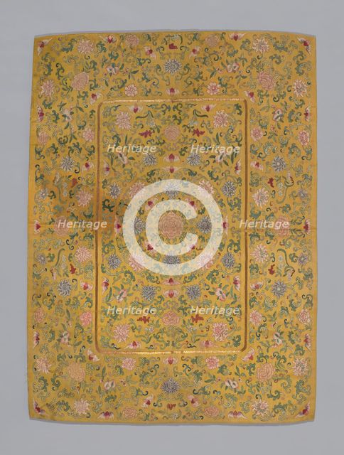 Cover (Furnishing Fabric), China, Qing dynasty (1644-1911), 1850/75. Creator: Unknown.