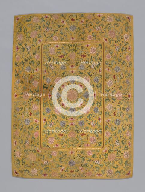 Cover (Furnishing Fabric), China, Qing dynasty (1644-1911), 1850/75. Creator: Unknown.