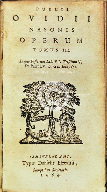 Cover of a book with several works by Publio Ovidio Nason, including 'Sad' and 'Pontic', from his…