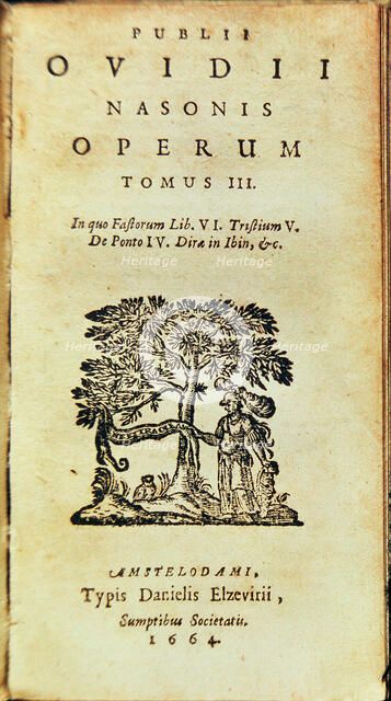 Cover of a book with several works by Publio Ovidio Nason, including 'Sad' and 'Pontic', from his…