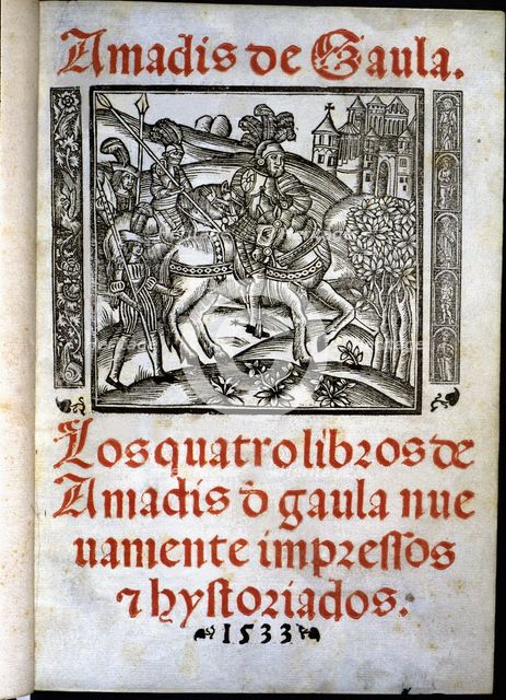 Cover of 'Amadis de Gaula', book of chivalry printed in 1533.
