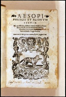 Cover of Aesopi phyrgis et alorium by Aesop, 1539. Creator: Aesop. 6th-7th century b.C.