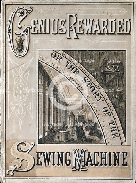 Cover of Genius Rewarded, or the History of the Singer Sewing Machine, 1880. Artist: Unknown