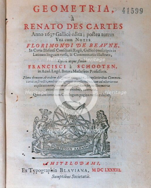 Cover of Geometry by Descartes, Volume I, 1683 edition..