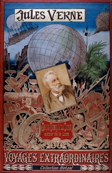 Cover of "De la Terre a la Lune" and "Autour de la Lune", by Jules Verne, c1896. Creator: Unknown