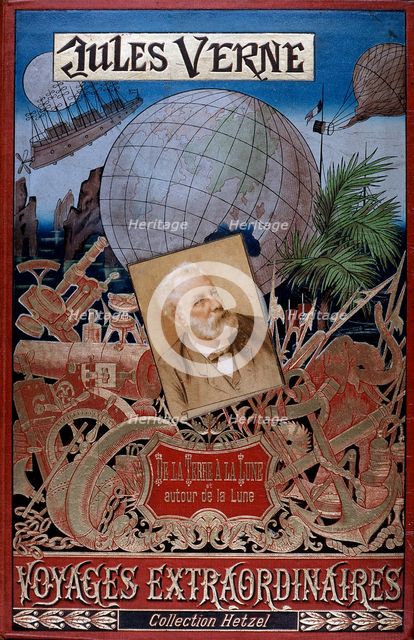 Cover of "De la Terre a la Lune" and "Autour de la Lune", by Jules Verne, c1896. Creator: Unknown.