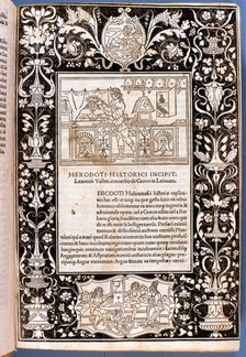 Cover of Herodoti historici incipit 1494. Creator: Herodoto (c. 484 b.C. - c. 426 b.C.)