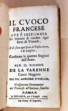 Cover of Il cuoco Francese printed in Bologna, Il. Longhi, 1693