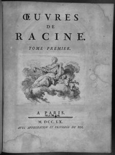 Cover of Oeuvres de Racine with the plays of this author of the French Enlightenment, 1760. Creator: Racine, Jean (1639-1699)