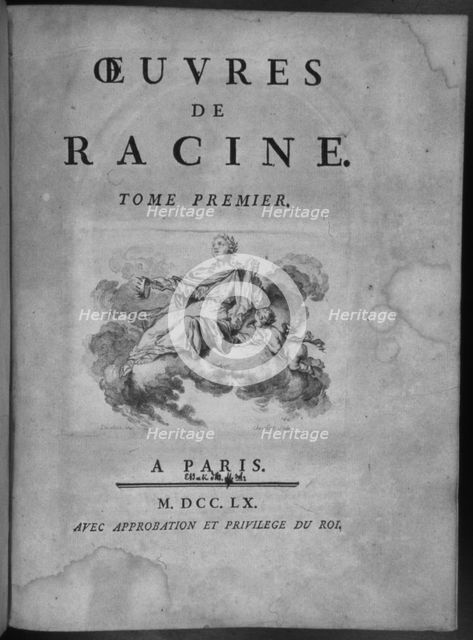 Cover of 'Oeuvres de Racine', with the plays of this author of the French Enlightenment, 1760. Creator: Racine, Jean (1639-1699).