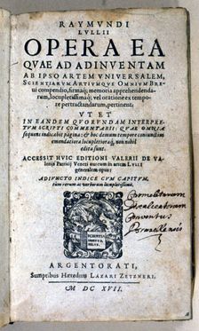 Cover of Opera Ea quae ad Inventam by Ramon Llull, 1617. Creator: Llull, Raimon (1232-1316)